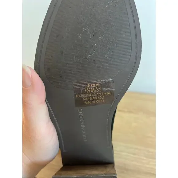 Lucky Brand Womens Ryemi Bootie Peep Toe Suede Size 7.5 Black Pull-On Fall Boho - Picture 8 of 8